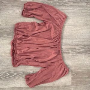 Dusty rose off the shoulder shirt